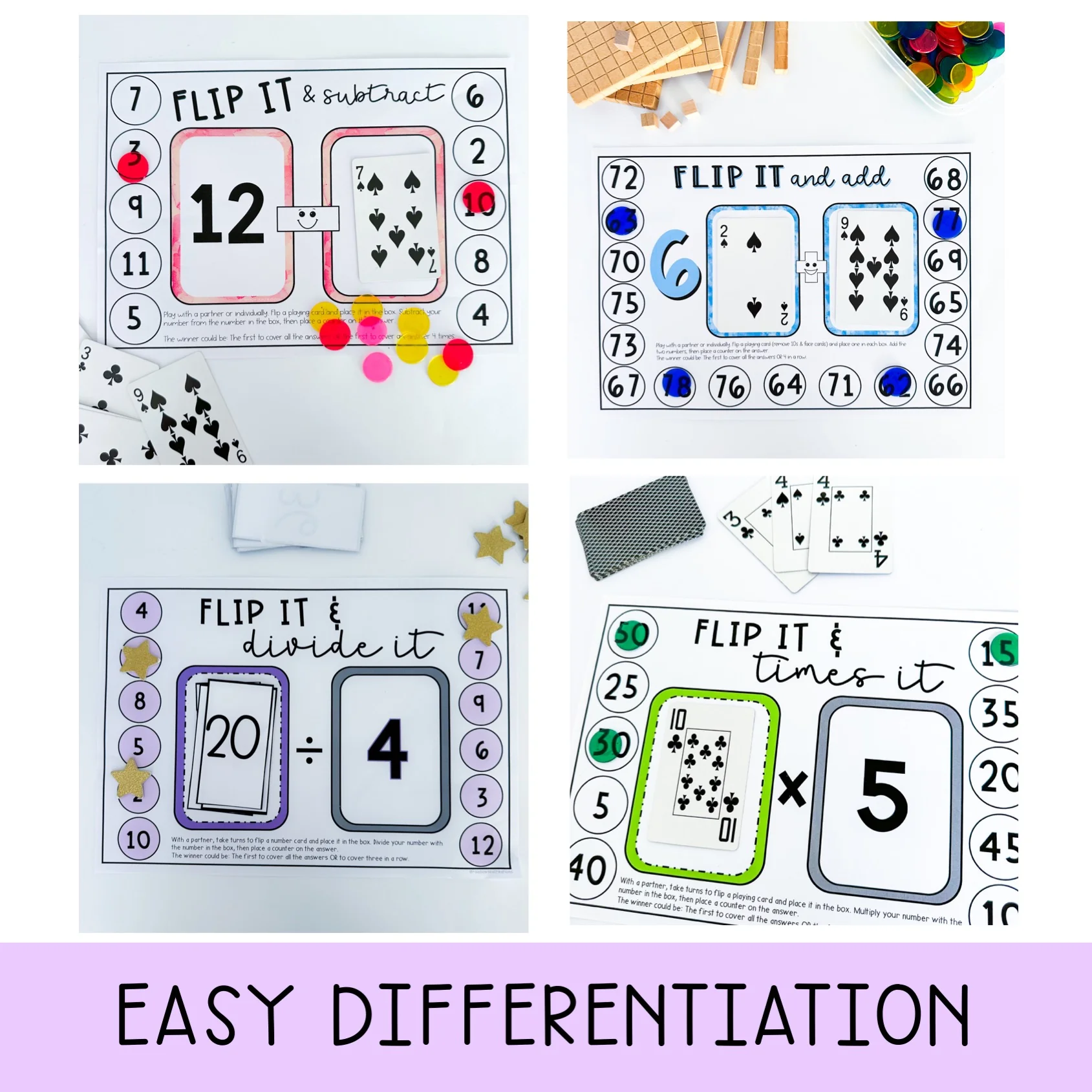 Fluency Flips Flip It Fluency Games BUNDLE - Addition, Subtraction, Multiplication ...